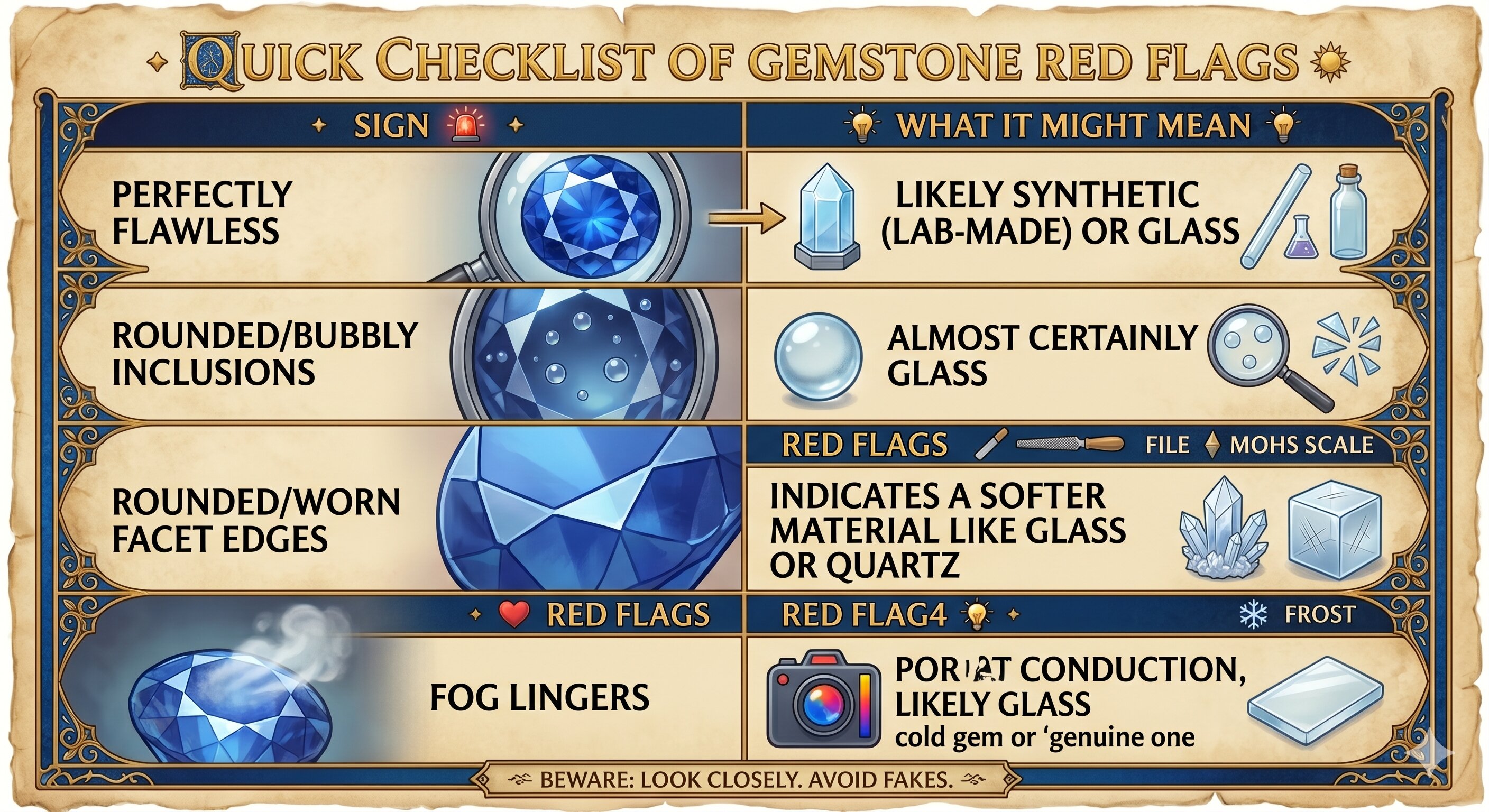quick checklist gemstone red flags